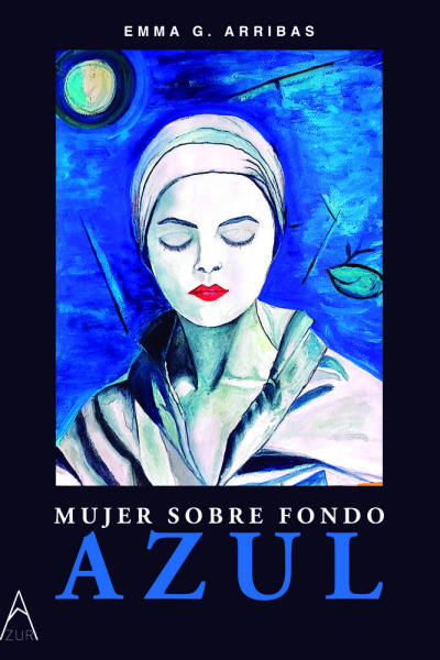 Mujer sobre fondo azul