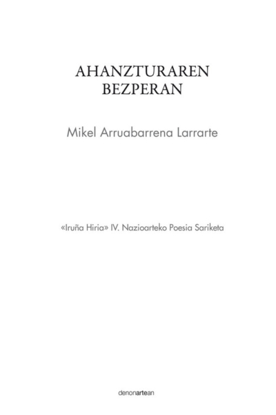 Ahanzturaren bezperan